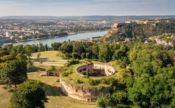 Luftaufnahme Fort Asterstein und Festung Ehrenbreitstein © Dominik Ketz | Rheinland-Pfalz Tourismus GmbH