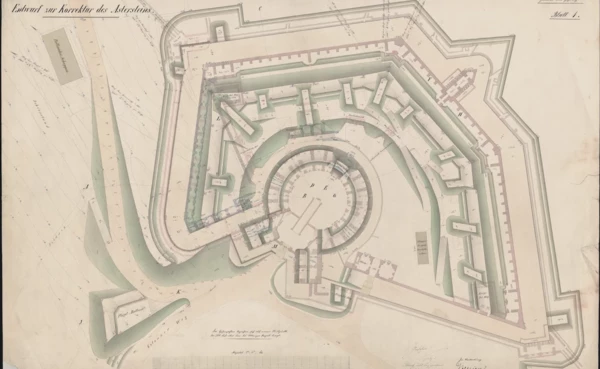 Umbauplan des Forts Asterstein von 1865 (Geheimes Staatsarchiv Preußischer Kulturbesitz, Berlin-Dahlem, XI. HA FPK C 70551) © 